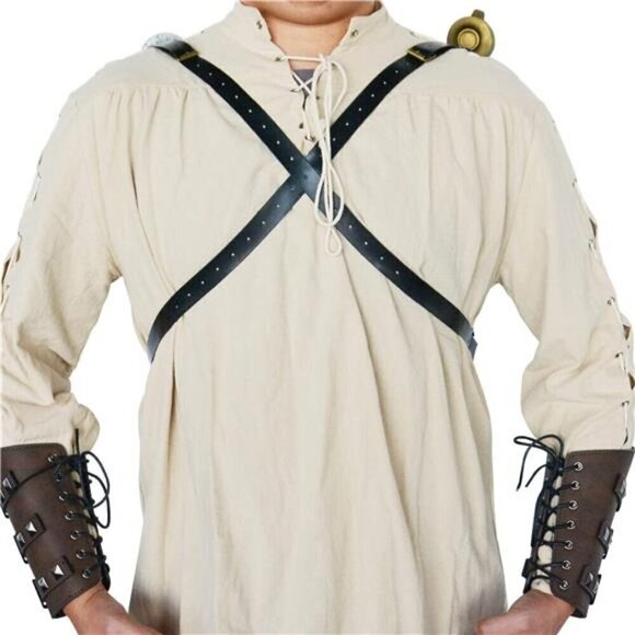 Sword Frog Medieval Faux Leather Back Sheath Holster Vintage Belt Prop Halloween - Picture 5 of 7